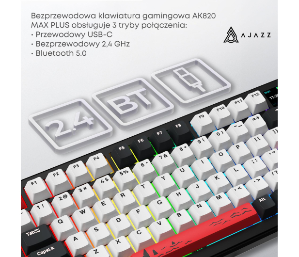 Ajazz AK820 MAX PLUS Avocado Switch Black Gray z ekranem - 1536374 - zdjęcie 8